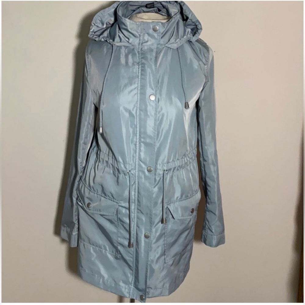 Forever 21 Blue hooded windbreaker Utility rain Jacket coat size small
